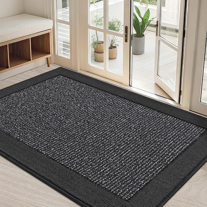 BEQHAUSE Indoor Door Mat 32" x 48", Dirt Trapper Door Mats Non-Slip Entryway Rugs Washable, Resist Dirt Absorbent Welcome Mat, Low Profile Floor Mats for Front Back Door and Entryway, Charcoal
