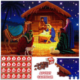 Christmas Advent Calendar 2024 Nativity Jigsaw Puzzles 1000 Pieces for Adults, 24 Days Christmas Countdown Calendar for Women Men, Christmas Countdown Advent Story Puzzles Holiday Family Game Gift