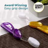 RADIUS Big Brush BPA Free & ADA Accepted Toothbrush Designed to Improve Gum Health & Reduce Gum Issues - Left Hand - Purple/Sea Shell/Midnight Sky - Pack of 3