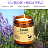 Bersiler Aromatherapy Candles, 14 OZ Lavender Eucalyptus Scented Candles Stress Relief and Relax for Home & Bedroom Gift for Women/Men Soy Wax (Lavender Eucalyptus 2 Jar)