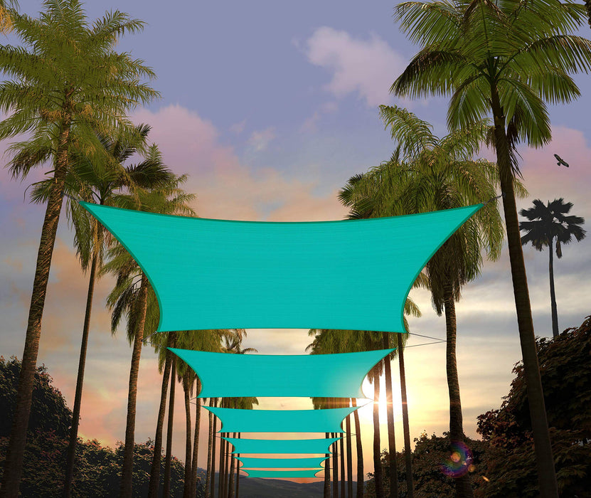 Amgo Custom Size 12' x 18' Turquoise Rectangle Square Sun Shade Sail UPF50+ AGTAPR0816, Order to Make Canopy Awning, 95% UV Blockage, Water & Air Permeable, Commercial and Residential (We Customize)