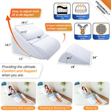 Adjustable Orthopedic Bed Wedge Pillow Set, Reading Pillow & Back Support for Sleeping, Memory Foam Wedge for Lower Back, Knee and Leg Pain, Acid Reflux, Snoring, Post Surgery Recovery