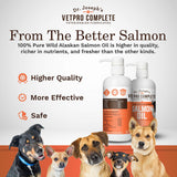 VetPro 100% Pure Wild Alaskan Salmon Oil Supplement for Dogs & Cats, 16 Ounces, Omega 3 & 6 Liquid Fish Oil, Supports Healthy Coat & Joints, Helps Dry Skin & Allergies, Add to Food