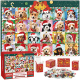 Advent Calendar 2024 Christmas Jigsaw Puzzles, Christmas Dogs Jigsaw Puzzles 1008 Pieces Puzzle 24 Days Christmas Countdown Calendar Family Game Christmas Gifts for Kids Teens Adults