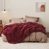 Bedsure Soft Burgundy King Size Blanket for Bed, Fluffy Fuzzy Large King Blanket for Winter, Cozy Plush Sherpa Fleece Faux Fur Blanket, Thick Warm Christmas Blanket Gifts for Women, Men, 108x90