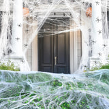 1000 sqft Spider Webs Halloween Decorations with 77 Fake Spiders, Super Stretch Cobwebs for Halloween Indoor and Outdoor Decor