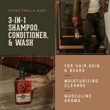 18.21 Man Made Original Spiced Vanilla 3-in-1 Body Wash, Shampoo, & Conditioner for Men, All Hair & Skin Types, Strengthens and Moisturizes in a Manly Aroma, 32 oz