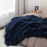 Bedsure Soft Navy Blue King Size Blanket for Bed, Fluffy Fuzzy Large King Blanket for Winter, Cozy Plush Sherpa Fleece Faux Fur Blanket, Thick Warm Christmas Blanket Gifts for Women, Men, 108x90