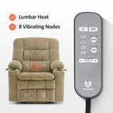 MCombo Small Dual Motor Power Lift Recliner Chair Sofa with Massage and Heat for Elderly People Petite, Infinite Position, USB Ports, Fabric 7893 (Small-Regular, Beige)