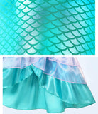 Esvaiy Mermaid Costume for Girls Halloween Birthday Princess Toddler Kids Costumes Mermaid Dress (Purple-green, 4Y)