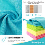 MOONQUEEN 72 Pack Microfiber Cleaning Cloth - Reusable Cleaning Rag, Fast Drying Cleaning Towels,12"X12", Green/Blue/Yellow/Pink