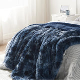 Bedsure Soft Tie Dye Navy Throw Blanket for Couch, Fluffy Fuzzy Blankets & Throws for Bed, Sofa, Cozy Plush Sherpa Fleece Faux Fur Blanket, Thick Warm Christmas Blanket Gifts for Women, Men, 50x60