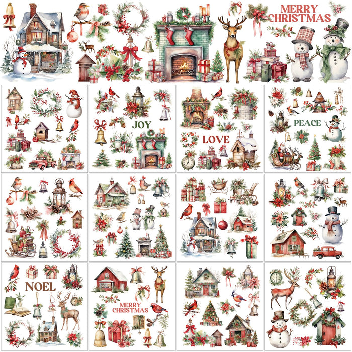 BBTO 12 Sheets Christmas Rub on Transfers for Crafts and Furniture Christmas Rub on Transfer Stickers Winter Rub on Decals for Wood DIY Paper Home Decor, 5.5 x 5.7 Inch(Snowman)