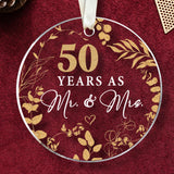 50th Anniversary Wedding Gifts - Mr and Mrs Gifts - 50th Wedding Anniversary Ornament - Christmas Anniversary Ornament for Couple, Her, Him, Wife, Husband, Parent - Acrylic 50th Anniversary Ornament