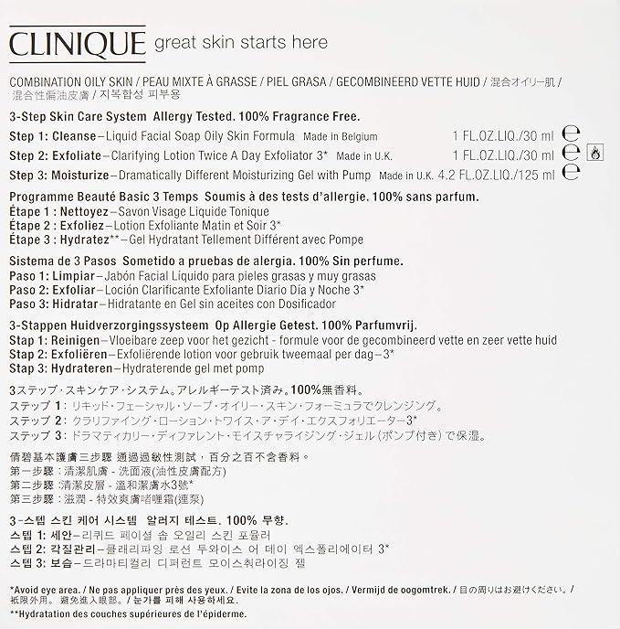 CLINIQUE 3 STEP Clarifying Lotion 3 Dramatically Different Gel Facial Soap Oily