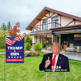 Ouraqto TRUMP 2024 Yard Sign Double Sided 14x14 Inch Yard signs Outdoor Decorative Trump Handheld Signage Trump Merchandise for Garden Lawn(with Flag