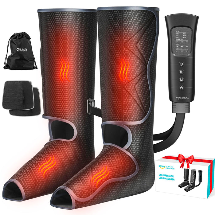 ALLJOY Leg and Foot Massager with Heat, Air Compression Leg Massager for Circulation and Pain Relief, Foot and Calf Massager 6 Modes 3 Intensities 2 Heating Levels Adjustable Massage Boots