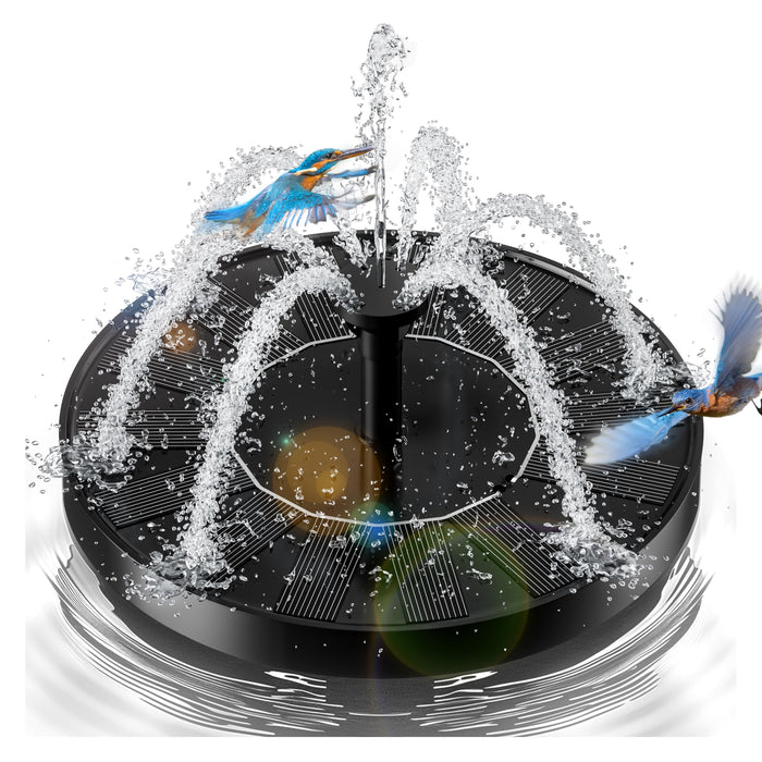 2.5W Solar Bird Bath Fountains– Upgraded Solar Pond Fountain with 6 Nozzles,Solar Fountain for Bird Bath, Pond, Garden Decor (Black)