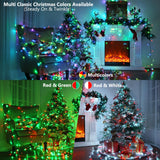 BrizLabs USB Christmas Lights, 33ft 100 LED Color Changing Christmas Tree Lights with Remote, Red White, Red Green Xmas Lights Twinkle RGB Multi Color Lights for Indoor Christmas Tree Party Fireplace