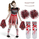 Spooktacular Creations Zombie Halloween Cheerleader Costume, Girls Scary Cheerless Costume, Kids Dead Cheerleading Outfit for Halloween Role Play Themed Parties, Red Black, XL