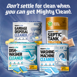 MIGHTY CLEAN Garbage Disposal Cleaner And Deodorizer Tablets 24 Pack - 1 Year Supply Kitchen Sink Cleaner And Deodorizer, Septic Safe Foaming Cleaner, Lemon Scent, Removes Odor-Causing Residues