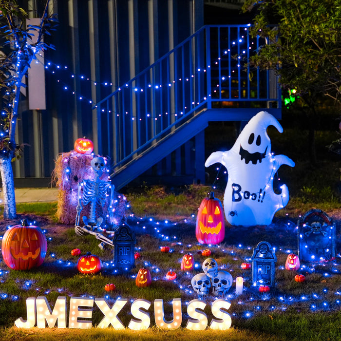 JMEXSUSS 2 Pack Blue Solar Christmas Lights: 100 LED 42.7ft Solar Halloween Lights Outdoor, 8 Modes Solar String Lights for Halloween Christmas Tree Gardens Party Outside