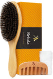 Belula 100% Boar Bristle Hair Brush Set (Large). Soft Natural Bristles for Thin and Fine Hair. Restore Shine And Texture. Wooden Comb, Travel Bag and Spa Headband Included!