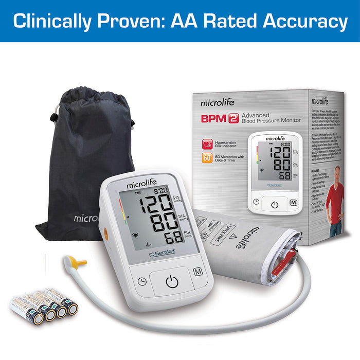 Microlife BPM2 Advanced Blood Pressure Monitor, Upper Arm Cuff, Digital Blood Pressure Machine, Stores Up to 60 Readings