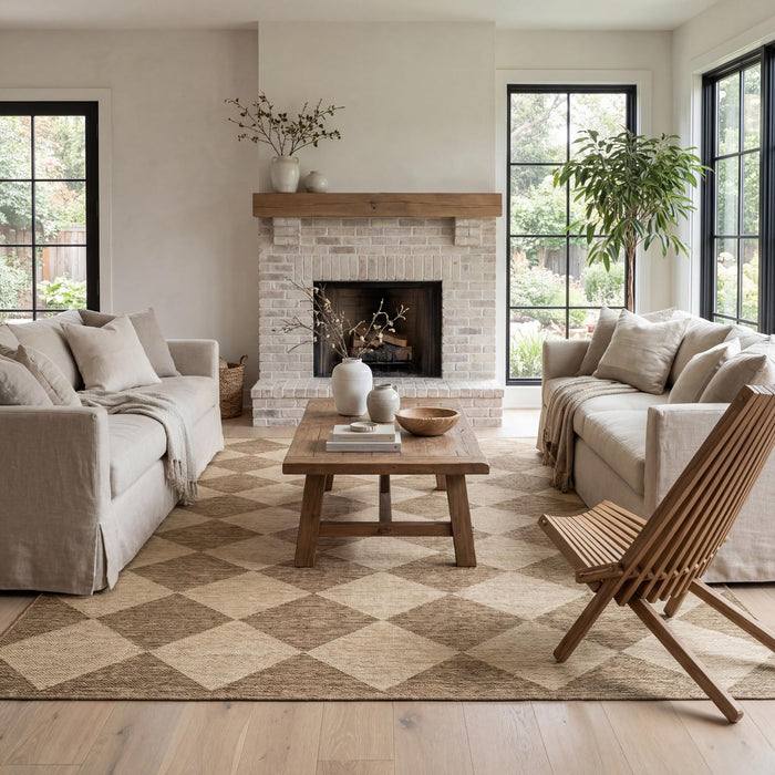 nuLOOM Outdoor Performance Collection Sabina Brown/Ivory, 9'6" x 12', Soft, High Traffic, Stain Resistant, Easy Clean, Durable Area Rug for Indoor/Outdoor Patio, Deck, Porch, Garden, Courtyard