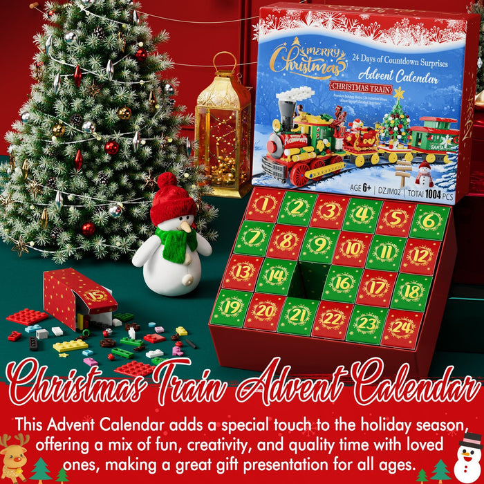 Advent Calendar 2024 for Kids Adults Teens, 24 Days Christmas Train Building Blocks Christmas Countdown Calendar Gift Box with Christmas Tree Santa Nutcracker Toys Set for Boys Girls Women Men Age 6+