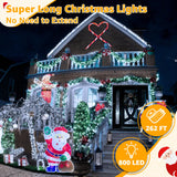 Ollny Outdoor String Lights 800LED 262FT, Waterproof Led Fairy Light with Remote Plug in 8 Modes, Cool White Christmas Lights for Outside Indoor Bedroom Patio Camping Garden