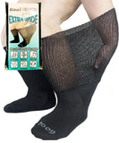 Gooi Extra Wide Socks for Swollen Feet Soft Stretch to 30" Seniors Diabetics Men Women 10-13 13-15 Non Binding Loose Fit Top Edema Lymphedema Neuropathy Bariatric Cover Cast Over The Calf Plus Size