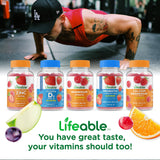 Lifeable Sugar Free Multivitamin for Men - Vegan, Great Tasting - with Vitamin A, C, D, E, B1, B2, Niacin, B5, B6, Folate, B12, Biotin, Iodine, Zinc, Chromium, Ginseng, Lycopene, Inositol - 90 Gummies