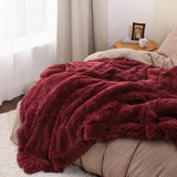 Bedsure Soft Burgundy King Size Blanket for Bed, Fluffy Fuzzy Large King Blanket for Winter, Cozy Plush Sherpa Fleece Faux Fur Blanket, Thick Warm Christmas Blanket Gifts for Women, Men, 108x90