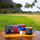 Blue Horse 100% Kona Coffee Pods- Medium Roast, 10ct Single Serve Pods - Compatible with K Cups 2.0 - Farm-fresh Kona Coffee Pods Arabica Beans from the Big Island of Hawaii