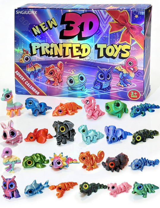 2026 Christmas Advent Calendar for Boy Kid with Mini 3D Printed Animals Toy