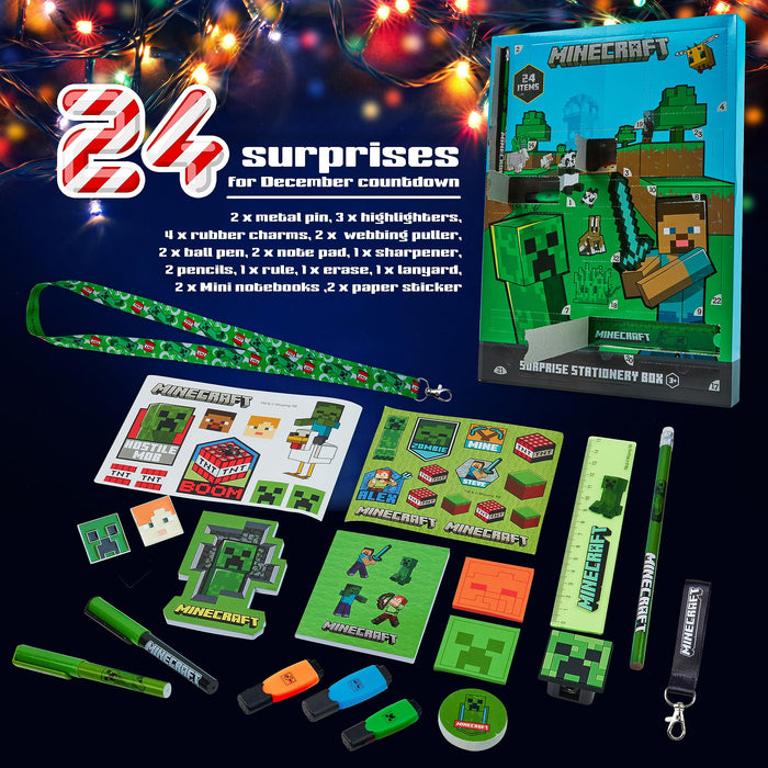 Minecraft Advent Calendar 2024 for Kids and Teenagers – Unique Boys Advent Calendar (Green)