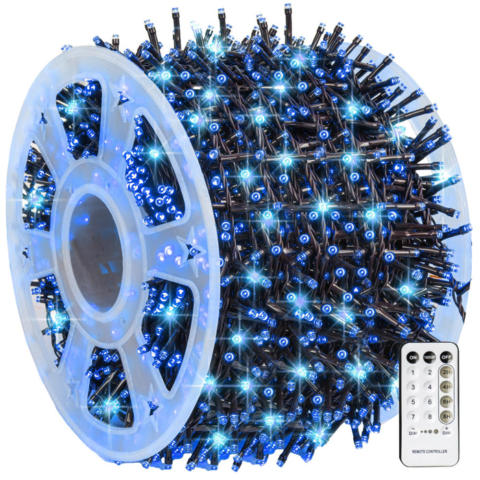 Dazzle Bright Outdoor Christmas String Lights, 1000 LED 328 FT Plug in Fairy Light with Remote Control 8 Modes & Timer, Waterproof Decoration for Home Garden Yard Xmas Wedding, Blue