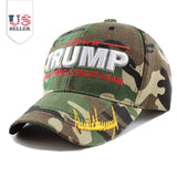 The Hat Depot Exclusive Trump Keep America Great/Make America Great Again 3D Signature Cap (Wood Camo)