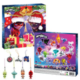 Miraculous Ladybug Advent Kwami Calendar - 24 Days of Miniature Kwamis & Seasonal Charms - Christmas Countdown Calendar with Hooks & Ribbons, Festive Collectible Toys for Kids Holiday Joy