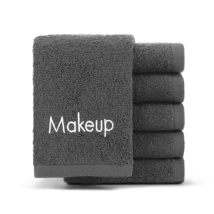 Arkwright Makeup Remover Wash Cloth - (Pack of 6) 100% Cotton Soft Quick Dry Fingertip Face Towel Washcloths for Hand and Make Up, 13 x 13 in, Grey