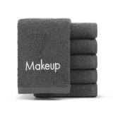 Arkwright Makeup Remover Wash Cloth - (Pack of 6) 100% Cotton Soft Quick Dry Fingertip Face Towel Washcloths for Hand and Make Up, 13 x 13 in, Grey