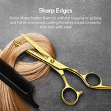 Hair Cutting Scissors Thinning Shears Kit ULG Professional Barber Hairdressing Texturizing Salon Razor Edge Scissor Japanese Stainless Steel 6.5 inch Gold