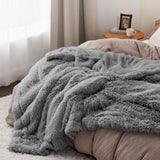 Bedsure Soft Grey King Size Blanket for Bed, Fluffy Fuzzy Large King Blanket for Winter, Cozy Plush Sherpa Fleece Faux Fur Blanket, Thick Warm Christmas Blanket Gifts for Women, Men, 108x90