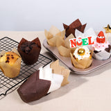 Bake Choice Nordic Paper 200pcs Brown Tulip Cupcake Liners for Baking Cups, Standard Size, EU Parchment paper Tulip Muffin Liners, Cupcake Wrapper, Christmas