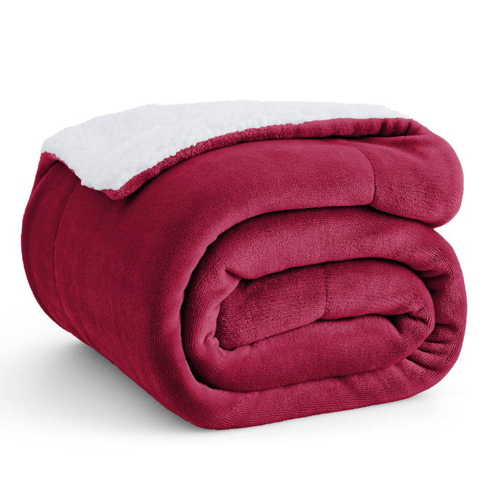 Bedsure Sherpa Fleece Throw Blanket Twin Size for Couch - Thick and Warm Blanket for Winter, Christmas Throw Blanket Gift, Red, 60x80 Inches