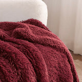 Bedsure Soft Burgundy Throw Blanket for Couch, Fluffy Fuzzy Blankets & Throws for Bed, Sofa, Cozy Plush Sherpa Fleece Faux Fur Blanket, Thick Warm Christmas Blanket Gifts for Women, Men, 50x60