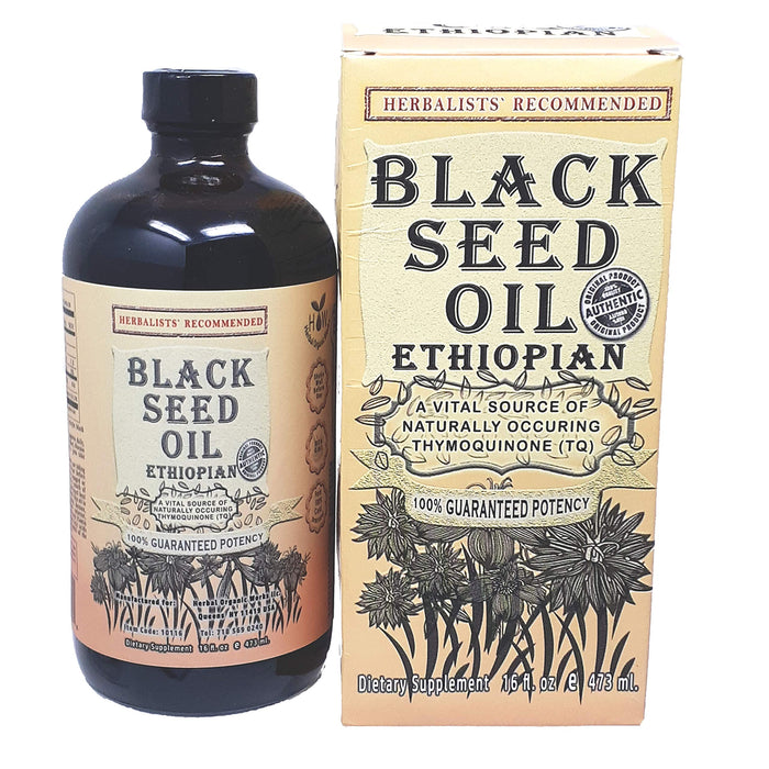 Black Seed Oil (16oz) 3 Times More Thymoquinone, 100% Ethiopian Pure Cold Pressed Black Cumin Seed Oil, 100% Natural Nigella Sativa Glass Bottle