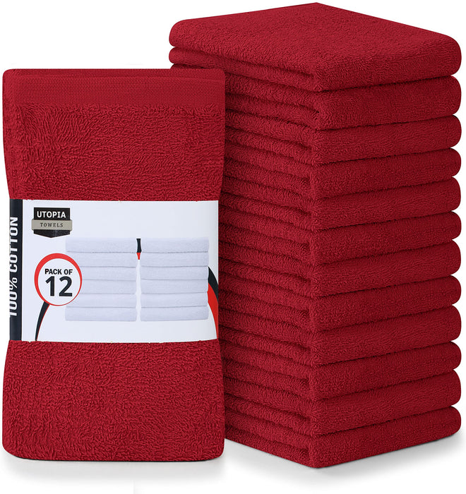 Utopia Towels Kitchen Bar Mops Towels, Pack of 12 Towels - 16 x 19 Inches, 100% Cotton Super Absorbent Red Bar Towels, Multi-Purpose Cleaning Towels for Home and Kitchen Bars