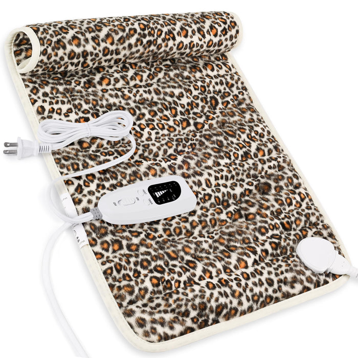 Heating Pad-Electric Heating Pads for Back,Neck,Abdomen,Moist Heated Pad for Shoulder,knee,Hot Pad for Arms and Legs,Dry&Moist Heat & Auto Shut Off(Leopard Print, 12''×24'')